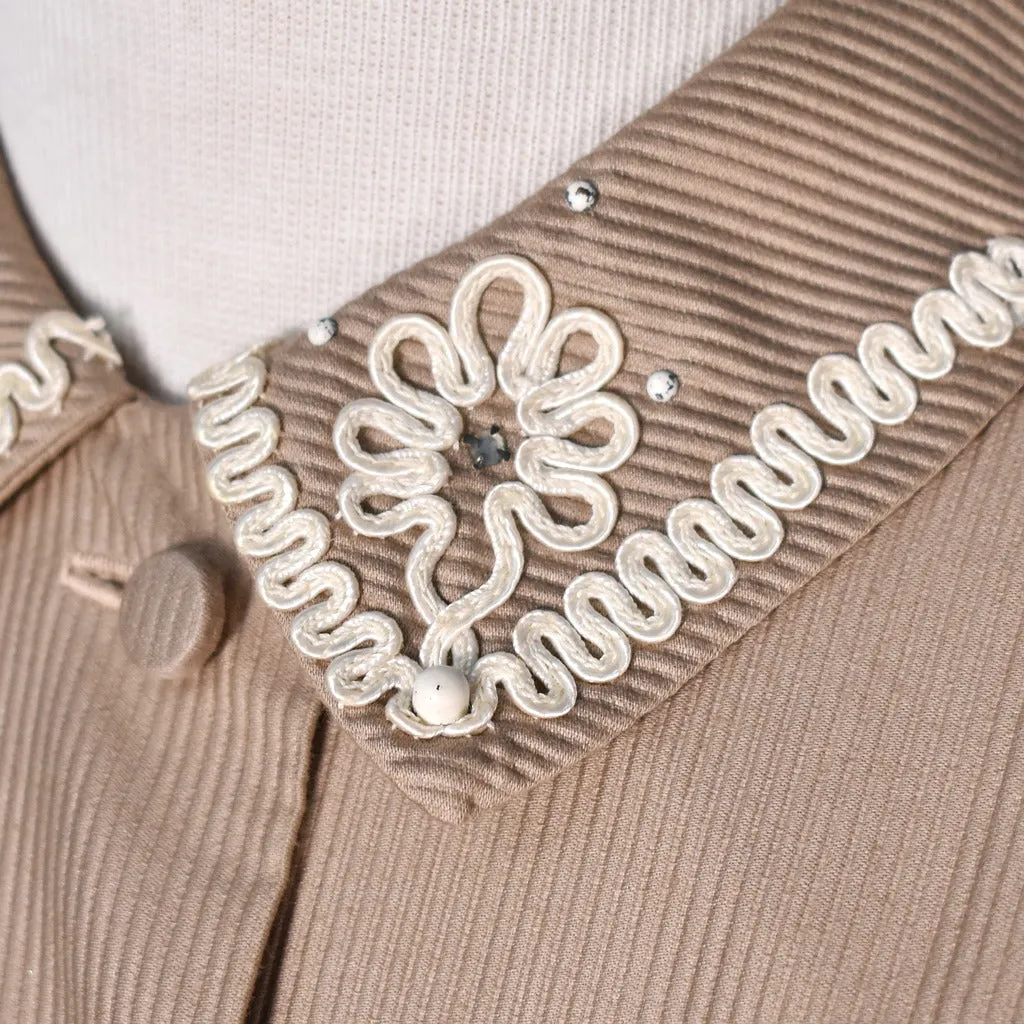 1950s Tan Soutache Vintage Dress Set