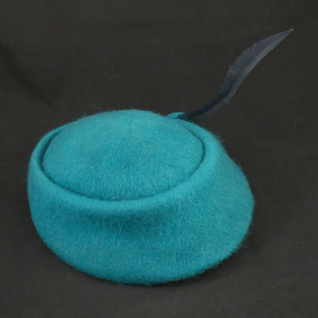 1950s Turquoise Feather Cap Hat