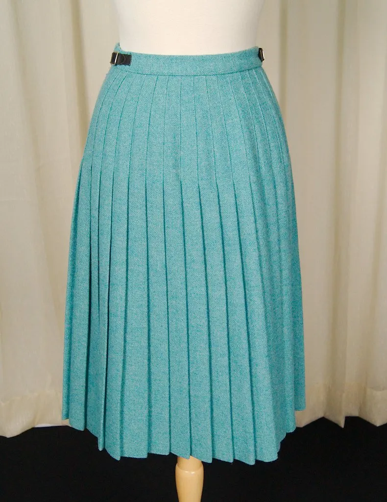 1950s Turquoise Kilt Skirt