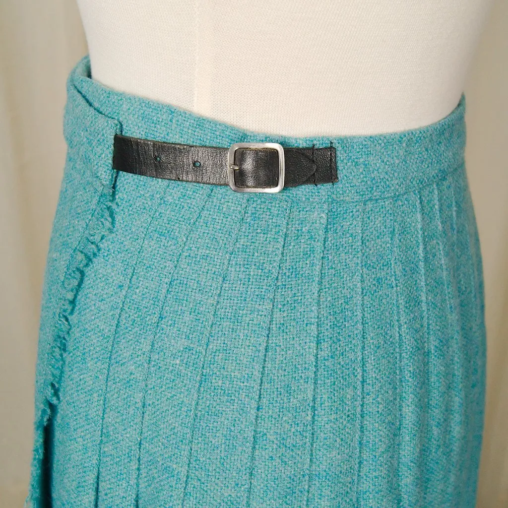 1950s Turquoise Kilt Skirt