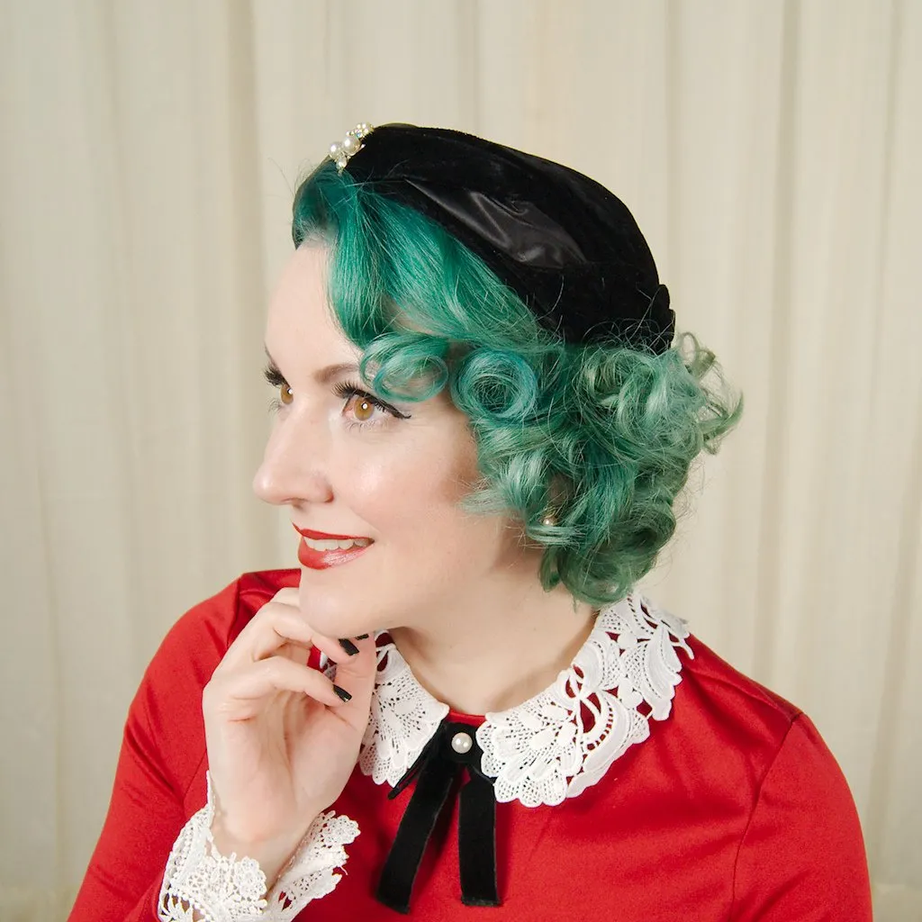 1950s Velvet & Pearl Hat