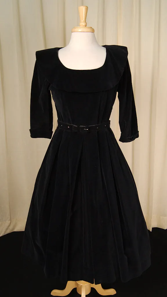 1950s Velvet Rhinestone Dress