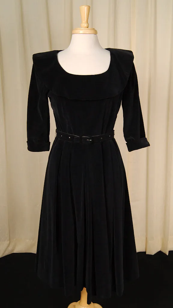 1950s Velvet Rhinestone Dress