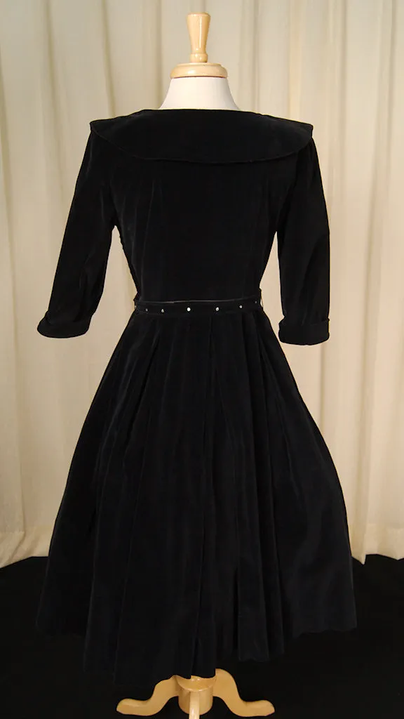 1950s Velvet Rhinestone Dress