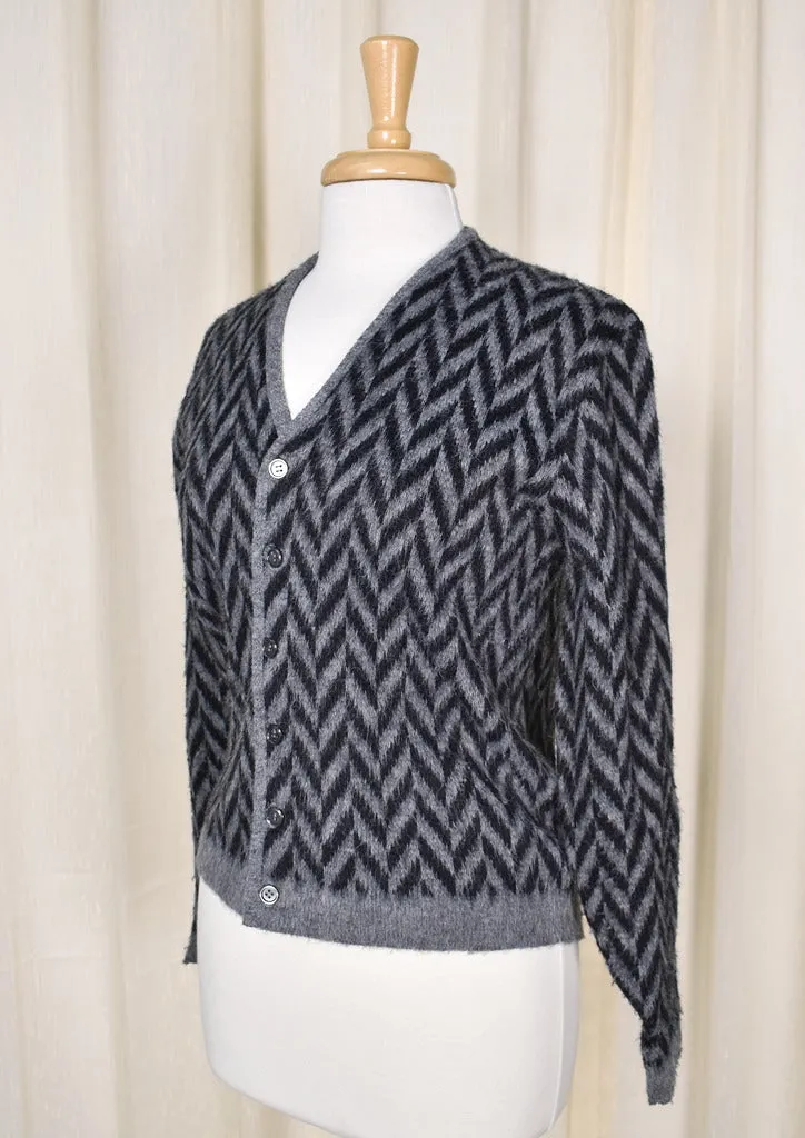 1950s Vintage Black Chevron Cardigan