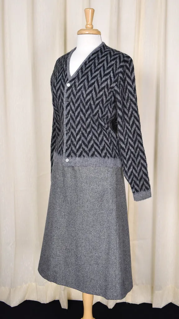 1950s Vintage Black Chevron Cardigan