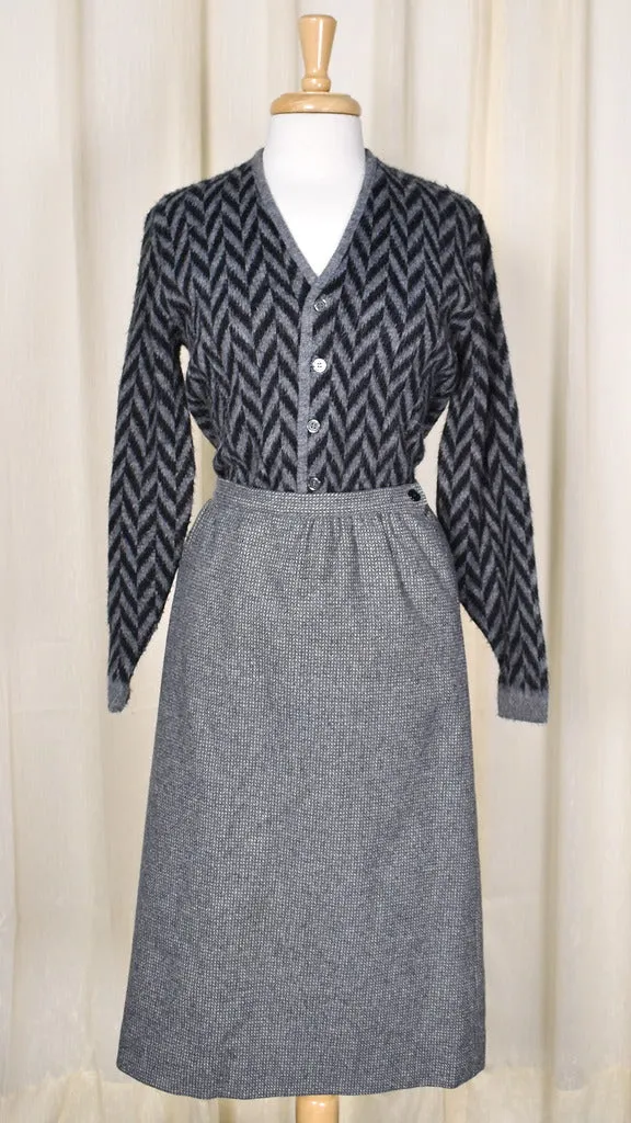 1950s Vintage Black Chevron Cardigan