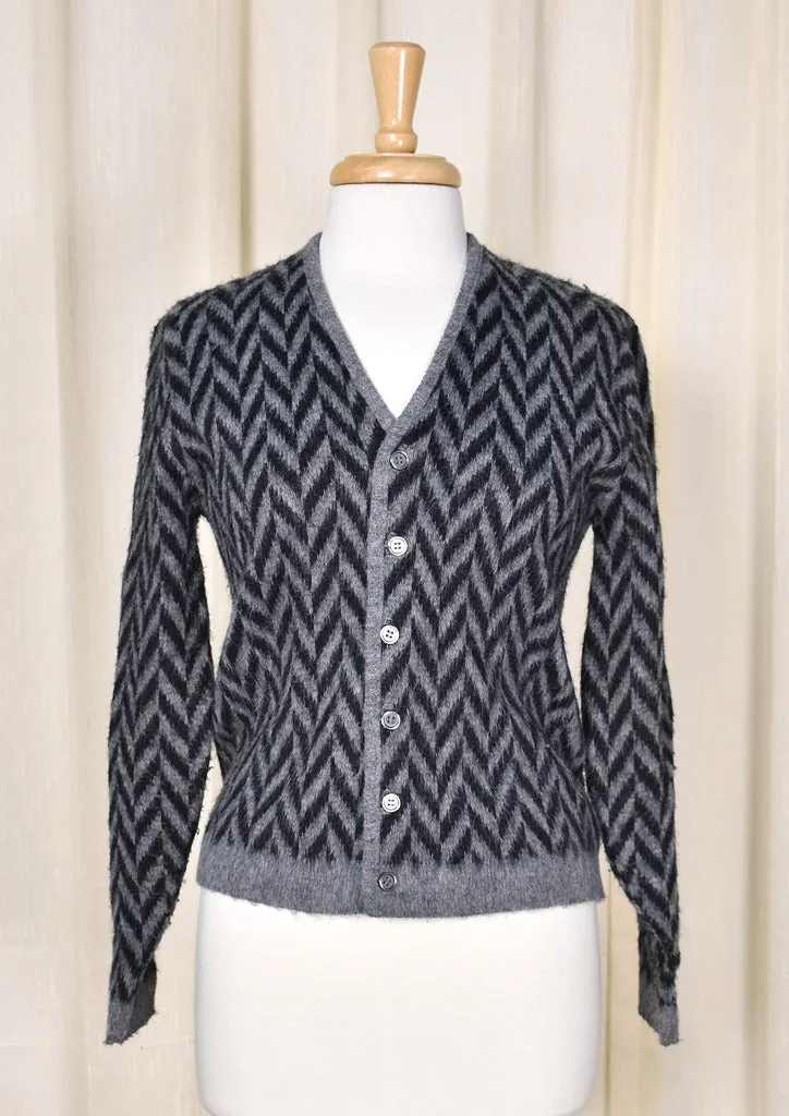 1950s Vintage Black Chevron Cardigan