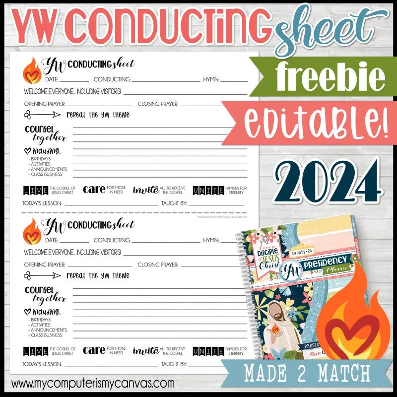 2024 YW Conducting Sheet {EDITABLE} FREE PRINTABLE