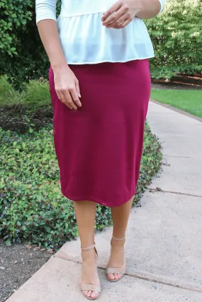 27" Burgundy Ultra Comfort Ponte Knit Skirt (FINAL SALE)