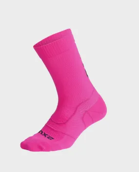 2XU Vectr Light Cushion Crew Socks - Fuschia/Black