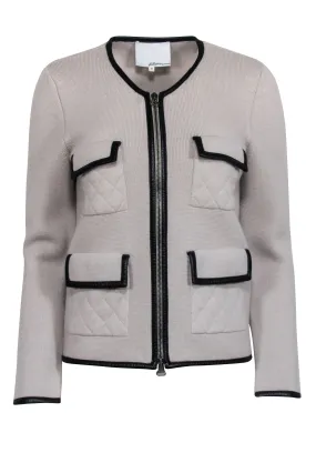 3.1 Phillip Lim - Beige Wool Zip-Up Jacket w/ Black Trim Sz M