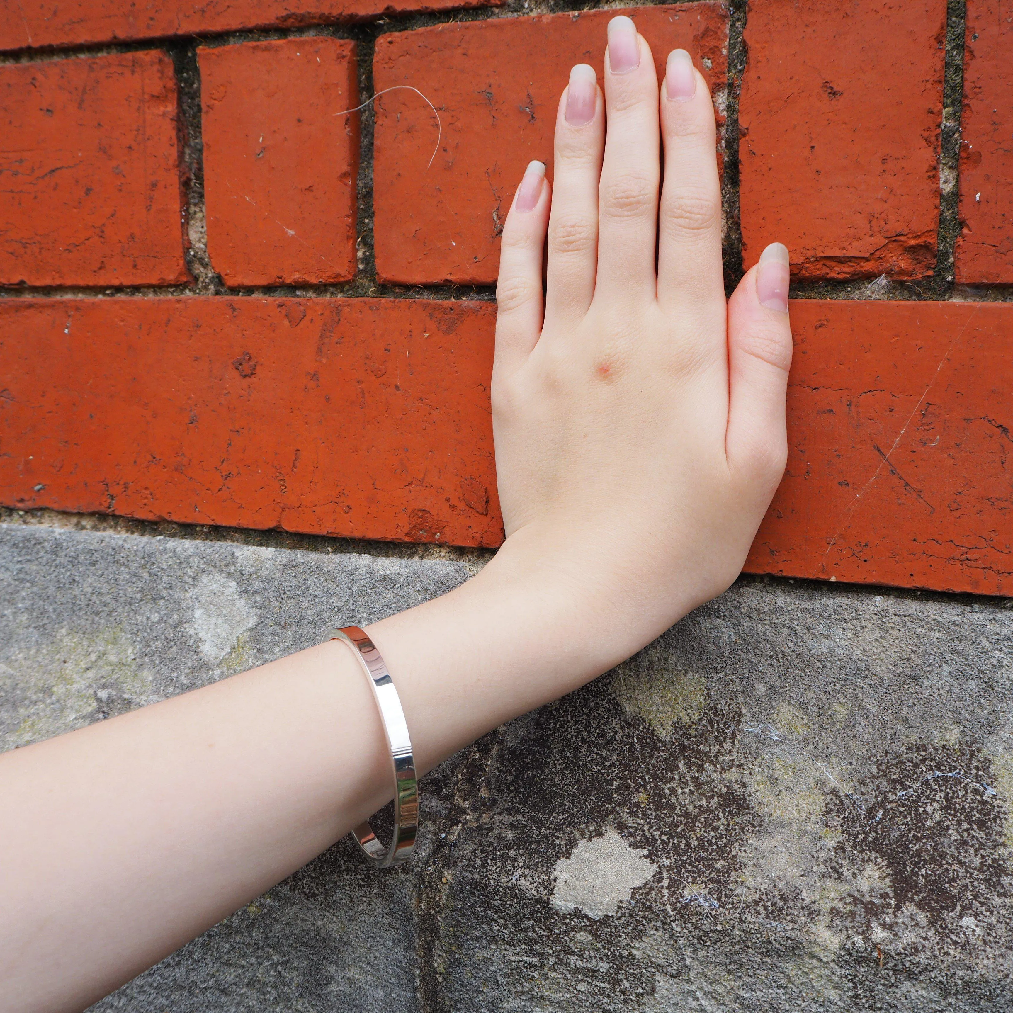 5mm Square Edge Sterling Silver Hinged Bangle