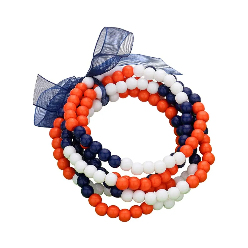 6PCS Game Day Beaded Stretch Bracelets