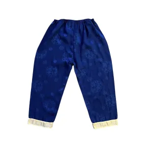 70s Navy Chinese Silky Bottoms /  6-8Y