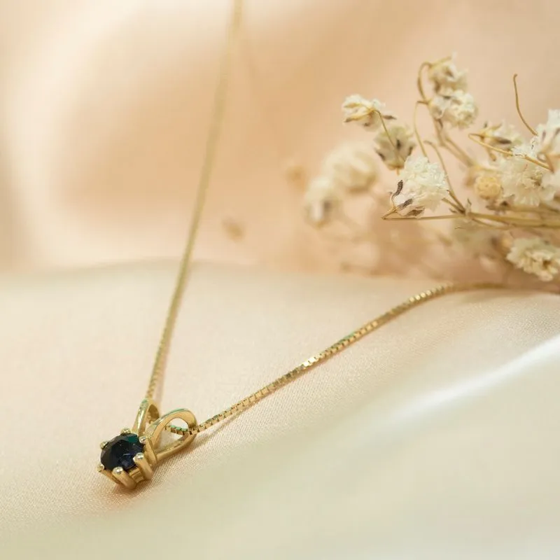 A 14 -Carat Gold Jessica Pendant In a 4mm Black Diamond Inlay