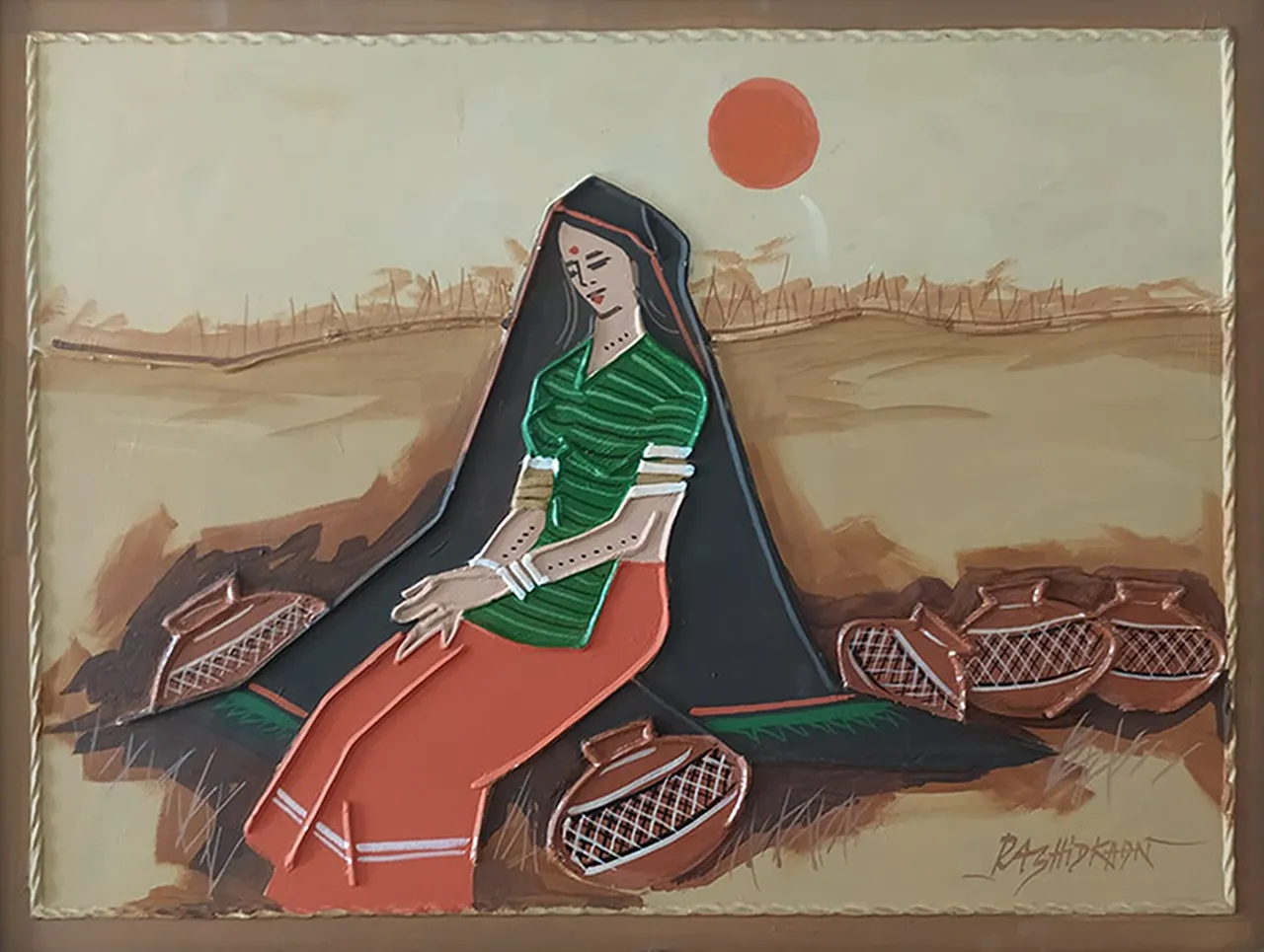 A Gujarati Woman in Mud Work by Hafiz Mutva