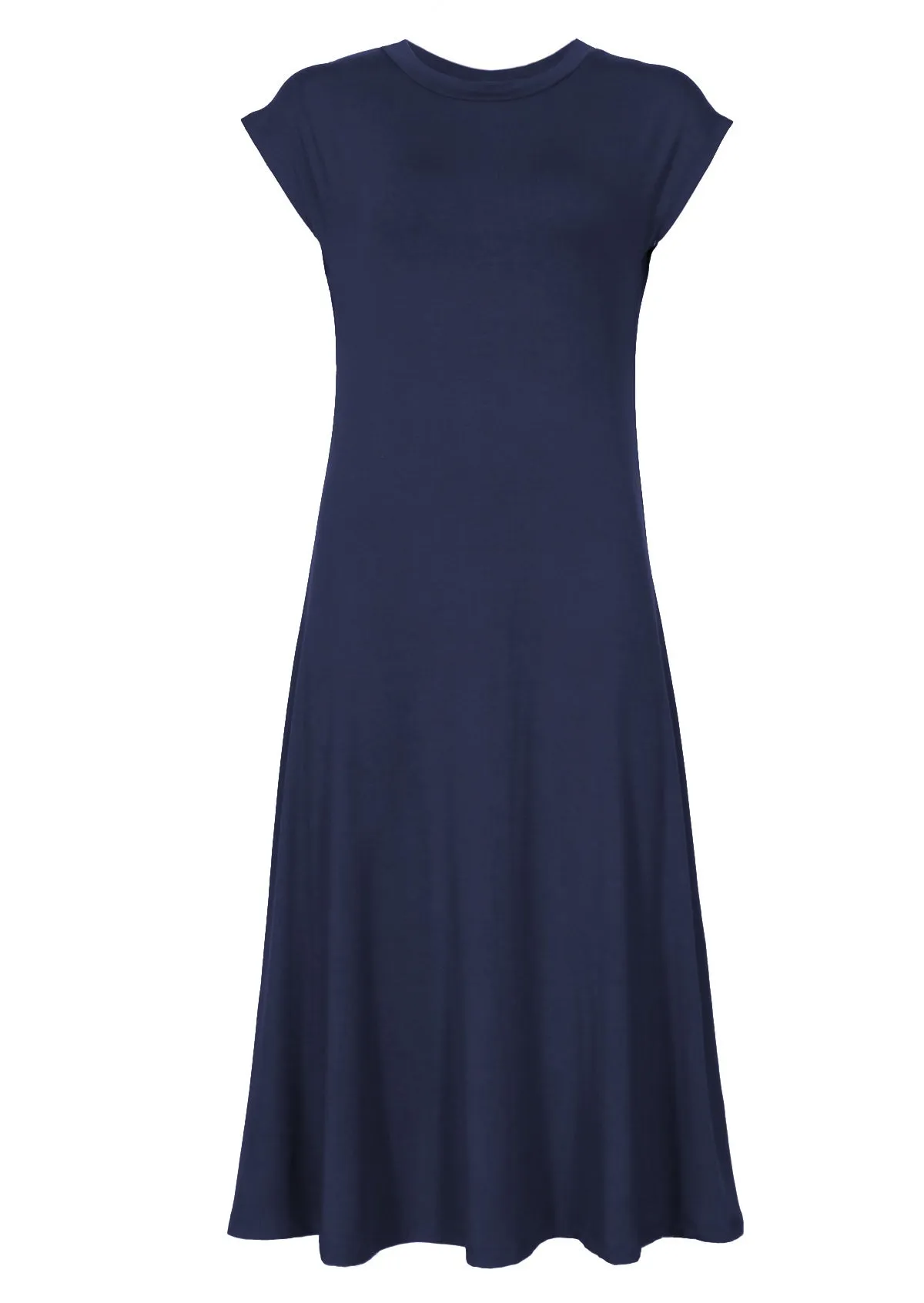 A-line Stretch Rayon Dress Navy Blue