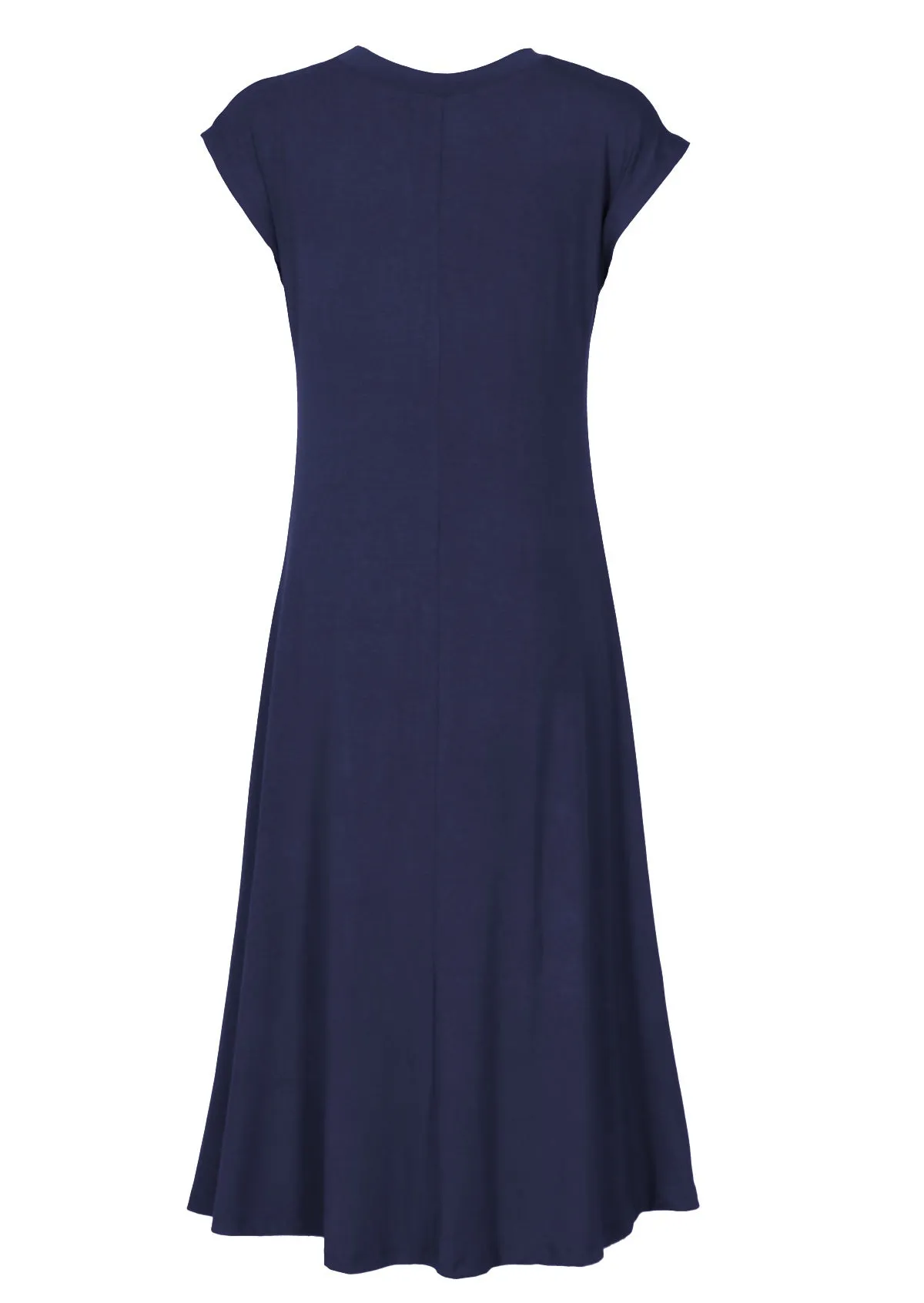 A-line Stretch Rayon Dress Navy Blue