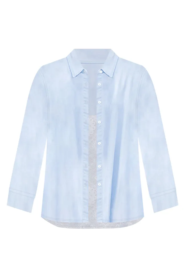 A New Light Paisley Detail Chambray Blouse FINAL SALE