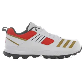 Adidas Men's Crihase 23 Cricket Shoe (Cloud White/Gold Metallic/Bright Red)