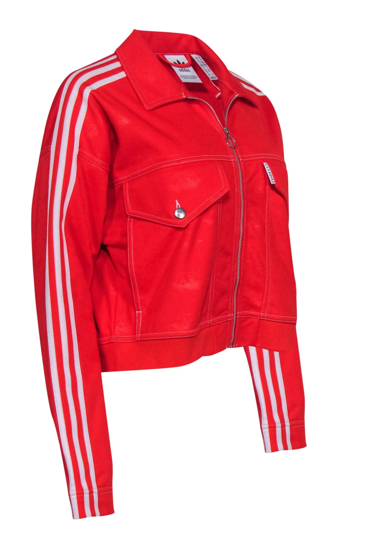 Adidas x Fiorucci - Red Angel Baby Jacquard Track Jacket w/ Embroidered Back Graphic Sz M