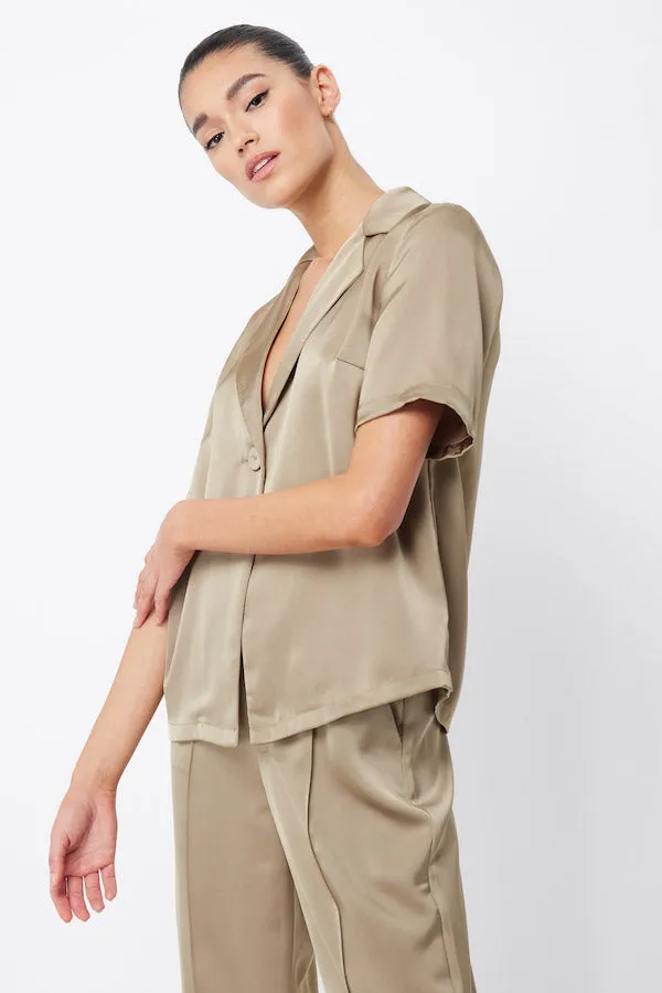 Adrift One Button Shirt Mocha