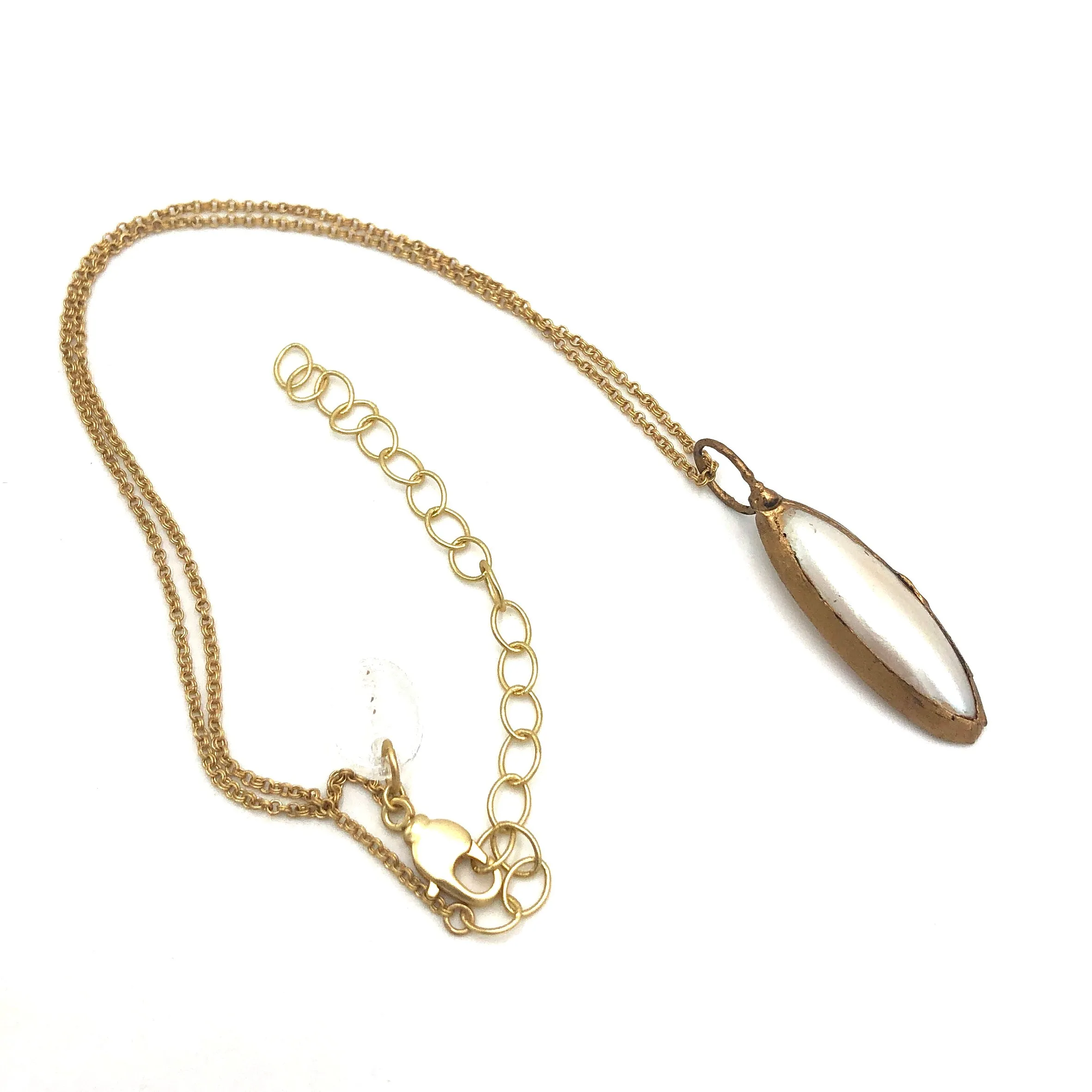 Aged Pearl Marquis & Matte Gold Layering Necklace - Shortie