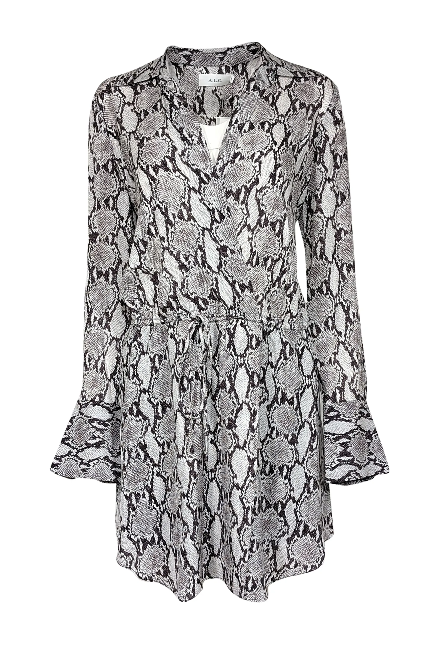 A.L.C. - White & Grey Snakeskin Print Silk Dress Sz 8