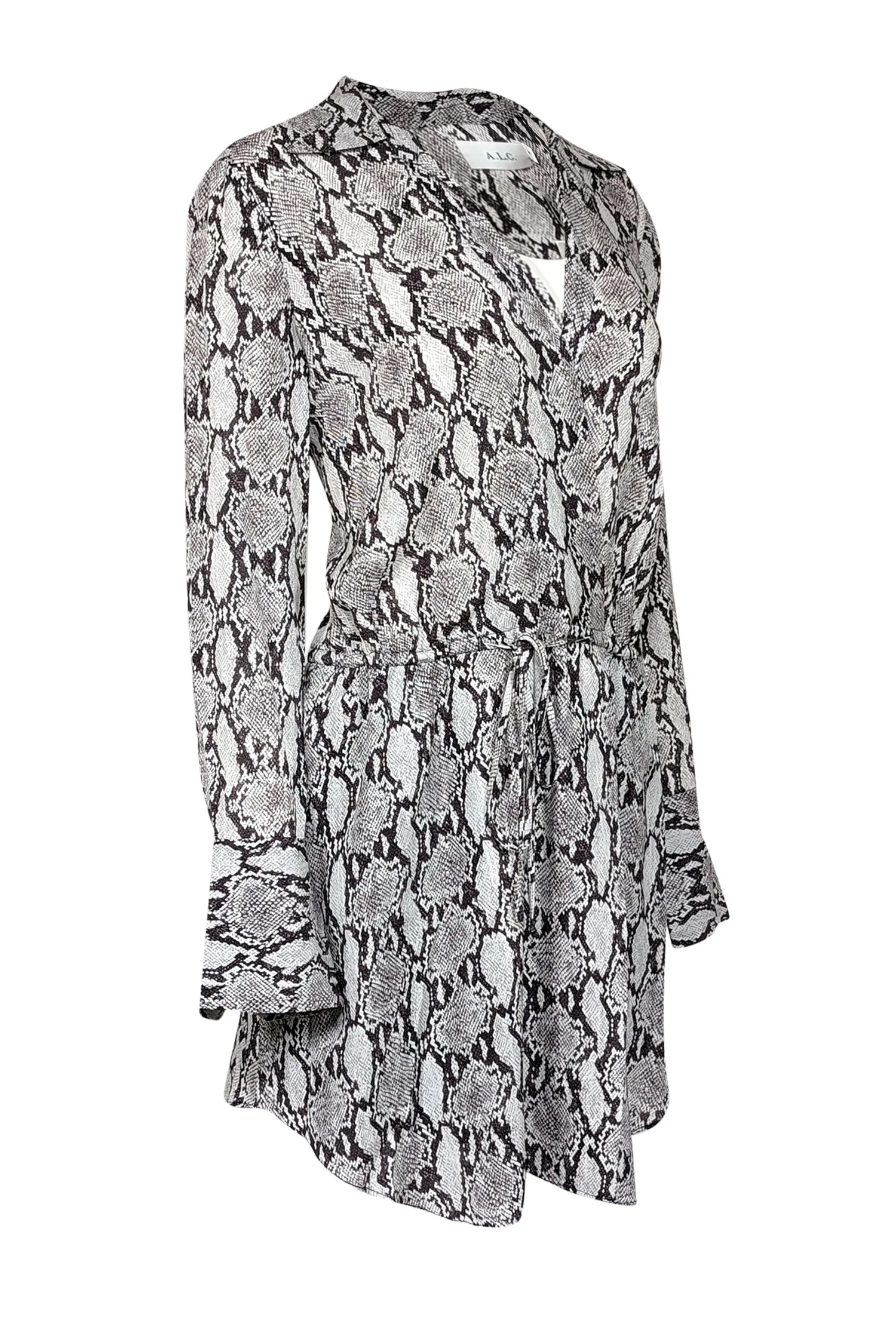 A.L.C. - White & Grey Snakeskin Print Silk Dress Sz 8