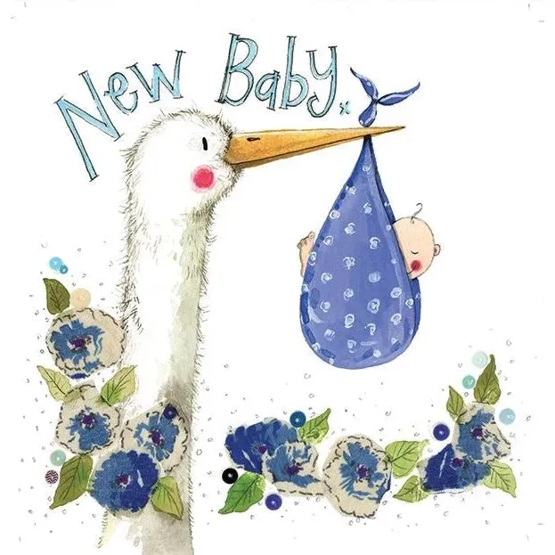 Alex Clark Blue Stork Baby Card