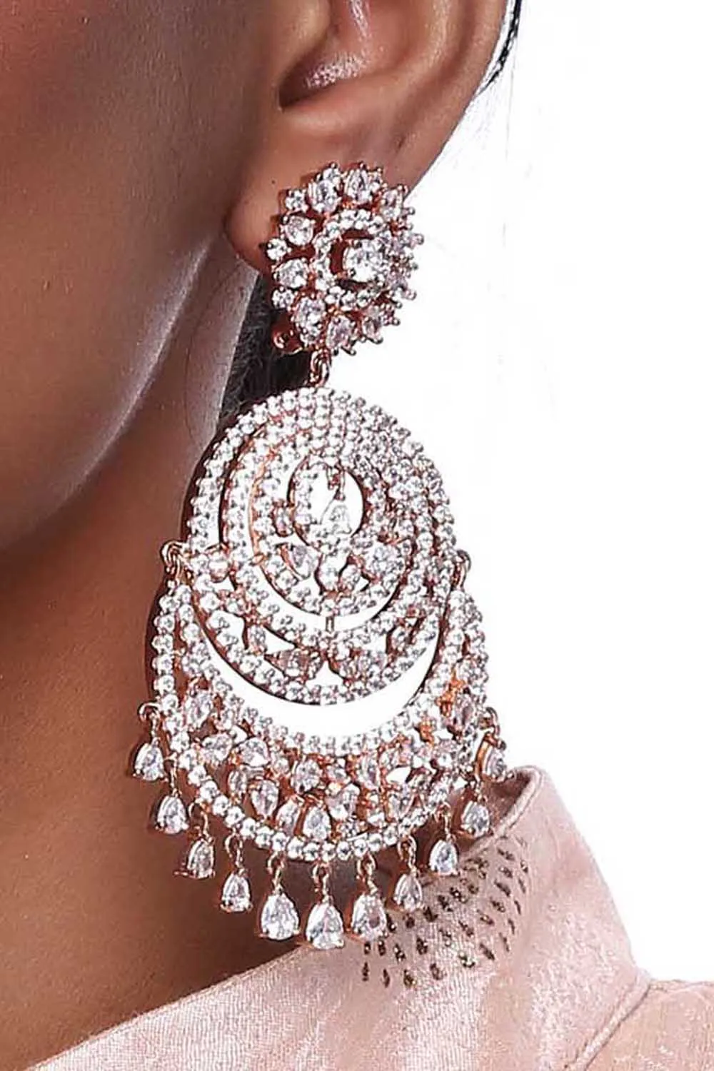 Alloy Large Dangle Earrings in White