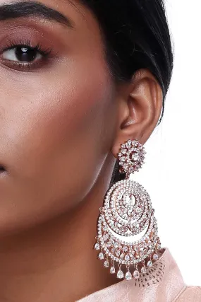 Alloy Large Dangle Earrings in White