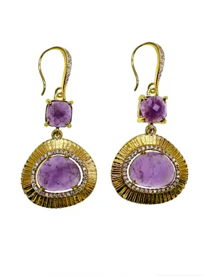 Amethyst Teardrop Dangle Earrings KE028