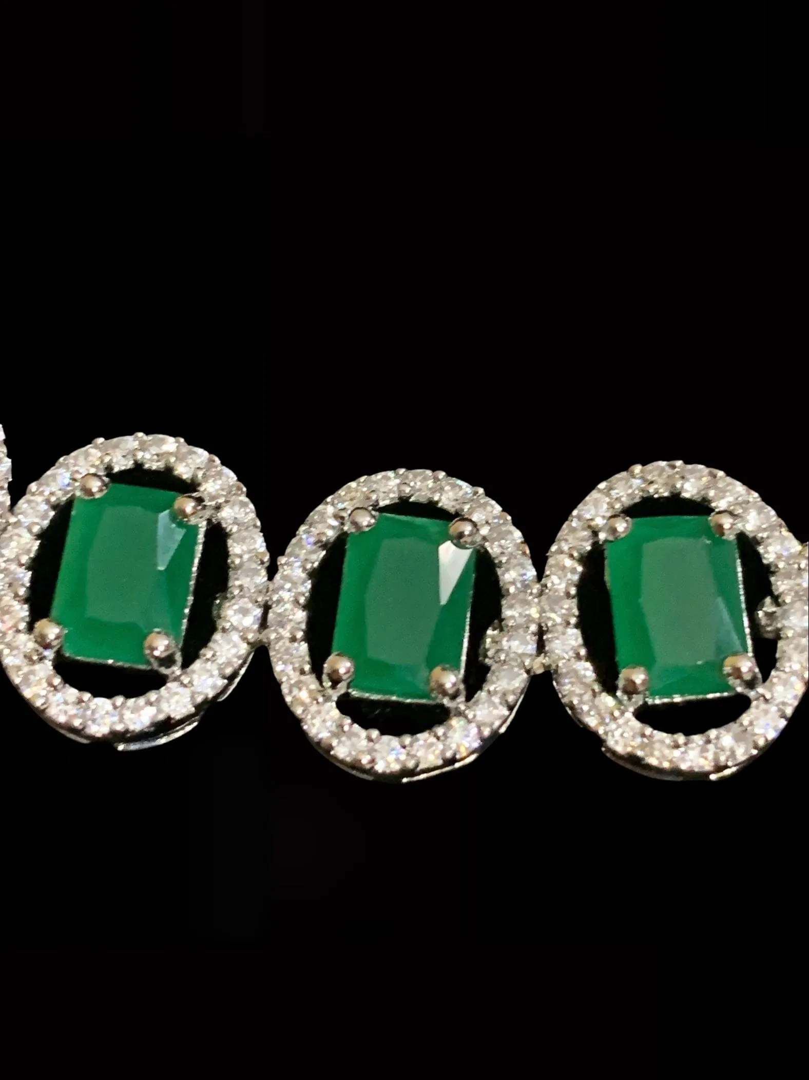 Anamika  cz necklace in emeralds ( SHIPS IN 4 WEEKS )