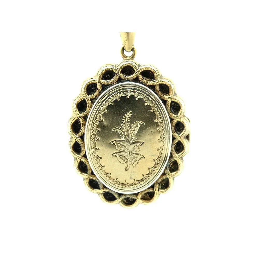 Antique Victorian Silver Gilt Locket Necklace