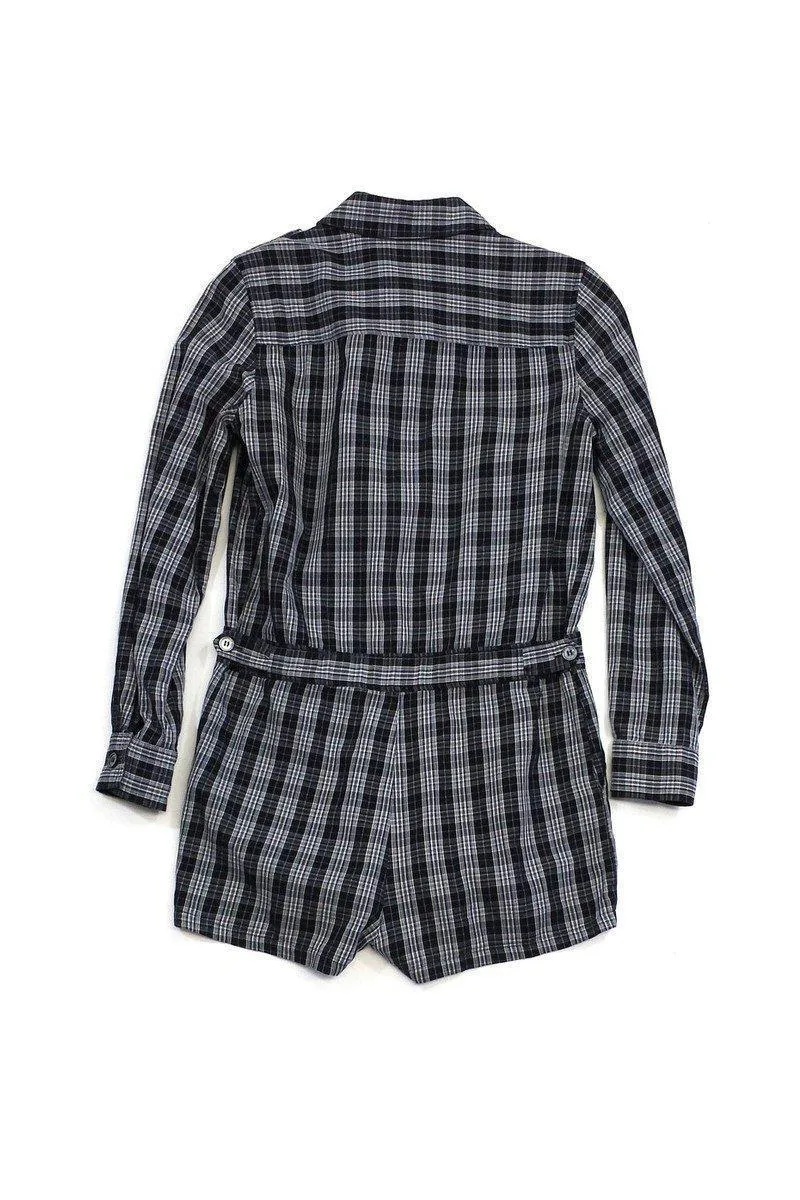 A.P.C. - Dark Green, Blue & White Plaid Romper Sz S