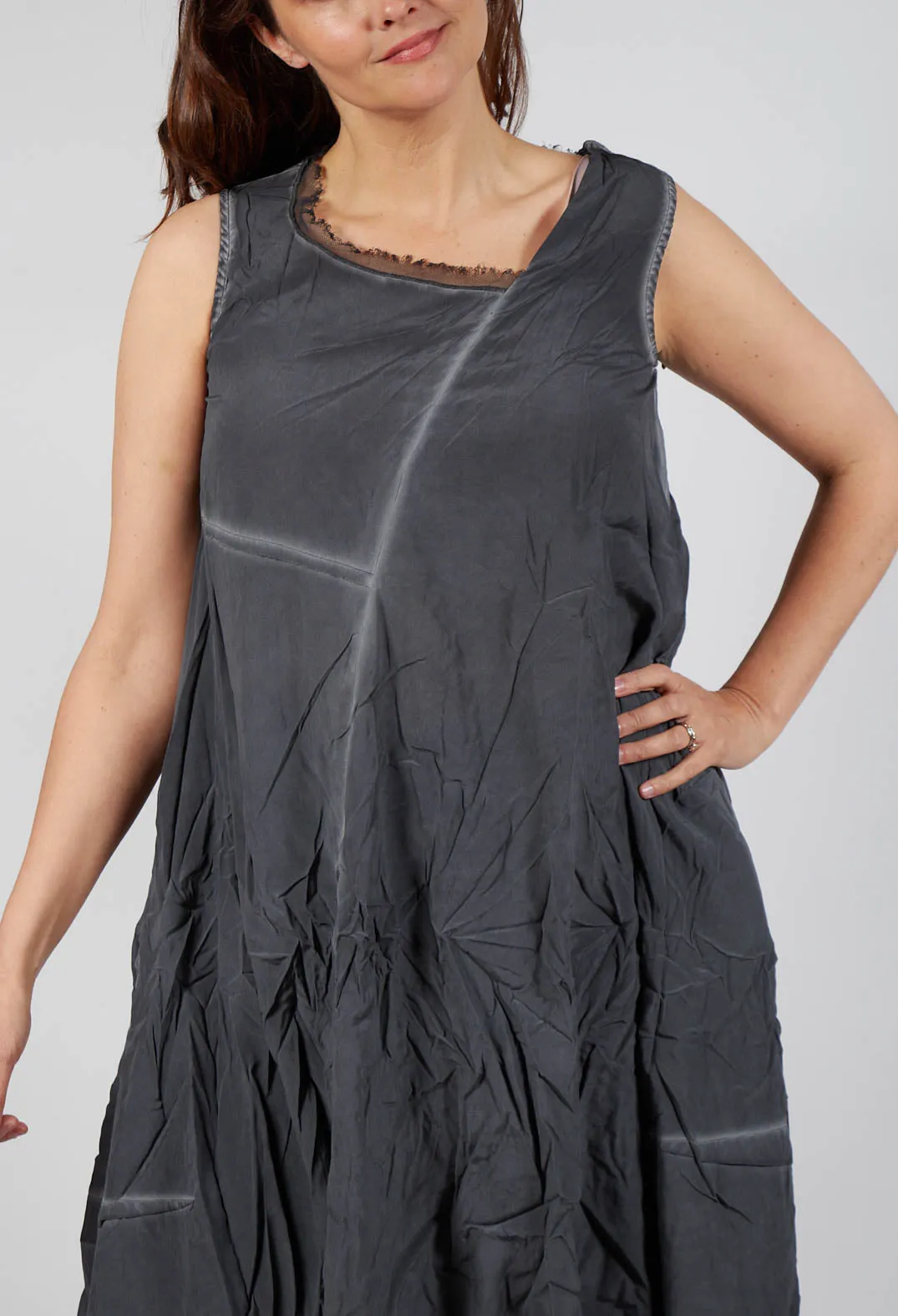 Asymmetrical A-Line Dress in Coal Cloud