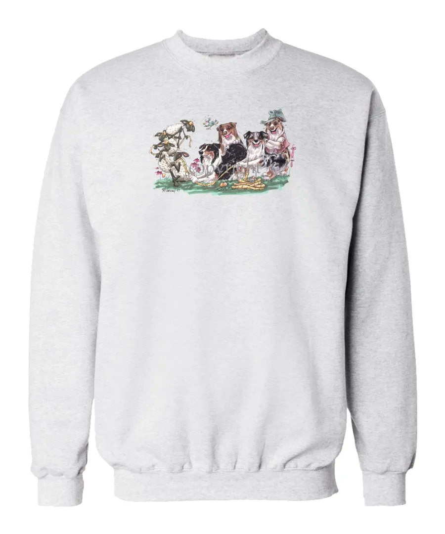 Australian Shepherd - Group Tug A War - Caricature - Sweatshirt