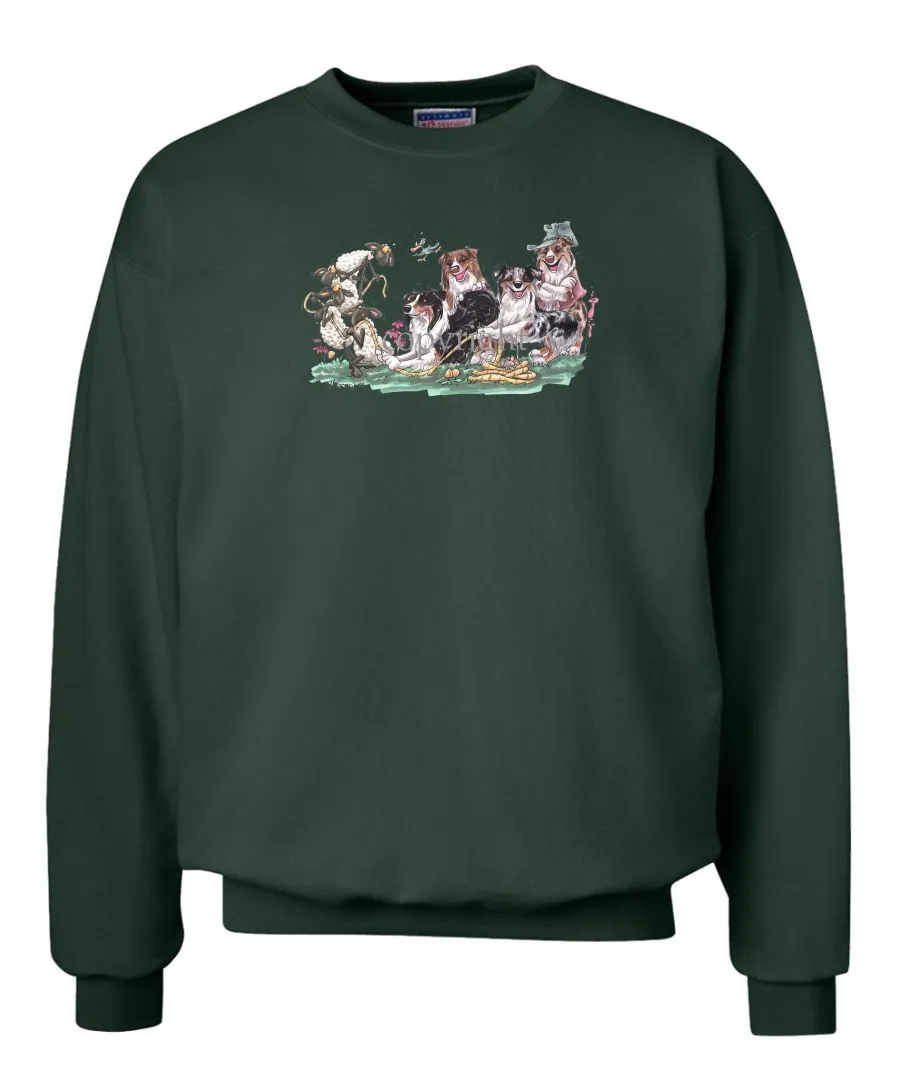 Australian Shepherd - Group Tug A War - Caricature - Sweatshirt