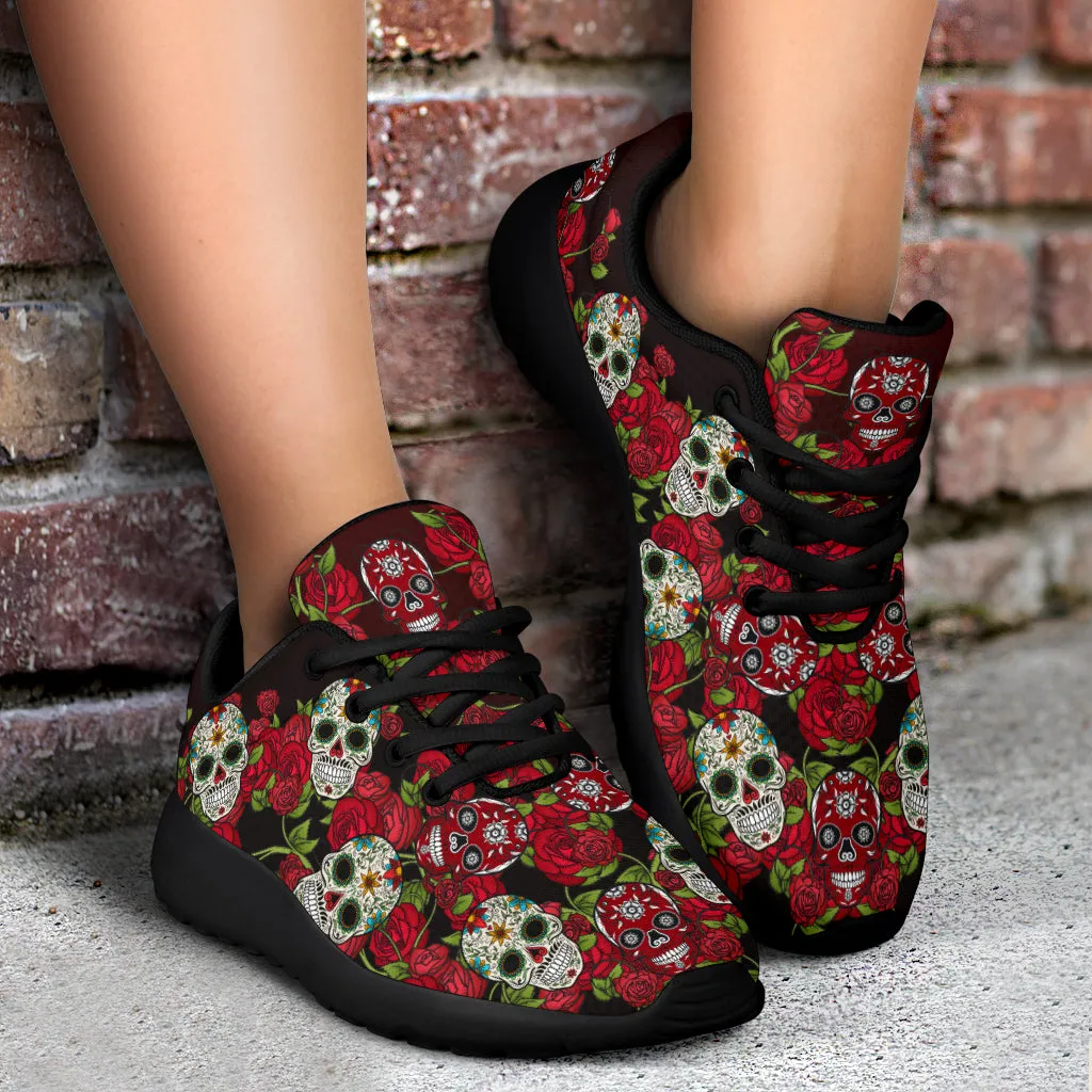 Awesome Skull And Roses Sport Sneakers