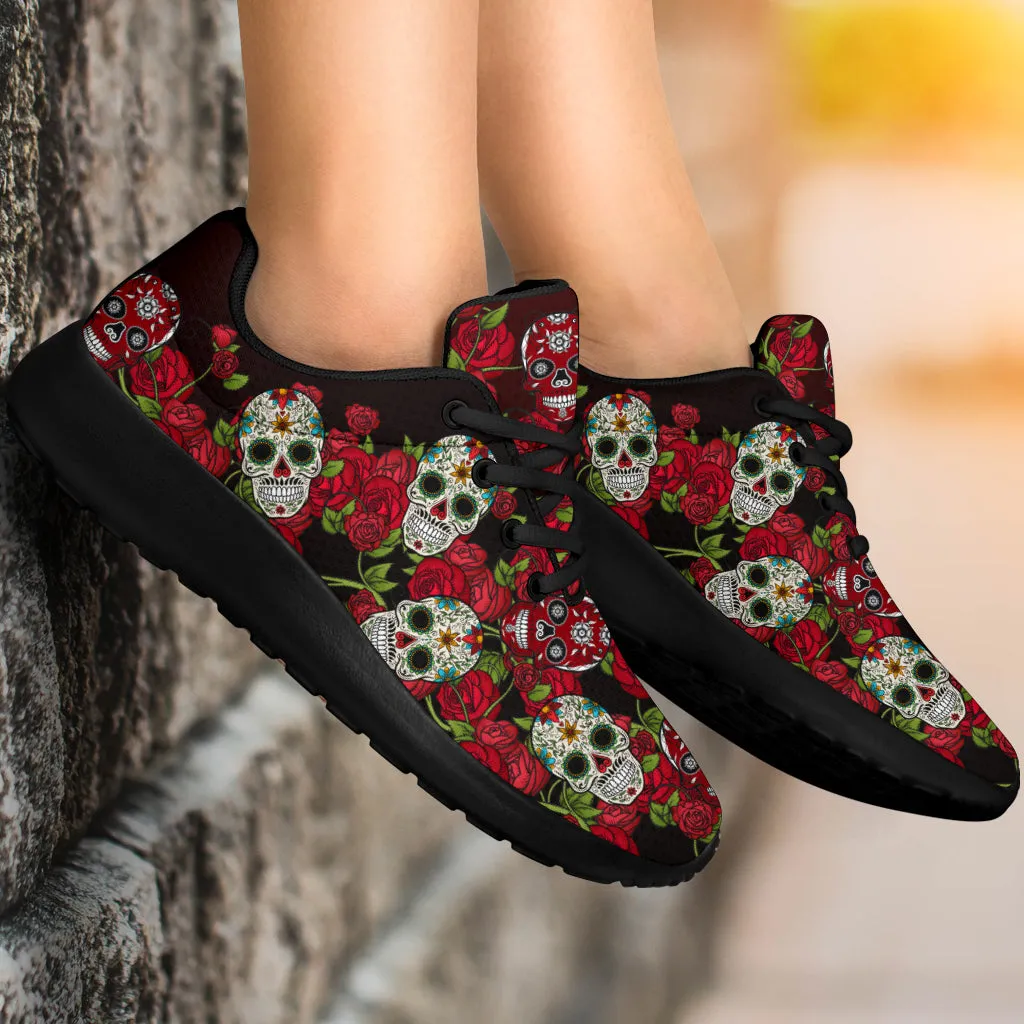 Awesome Skull And Roses Sport Sneakers