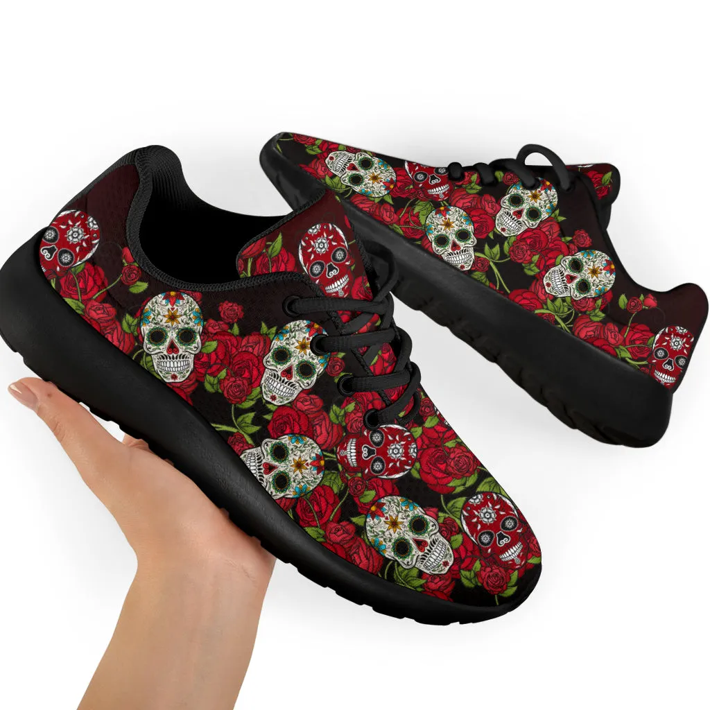 Awesome Skull And Roses Sport Sneakers