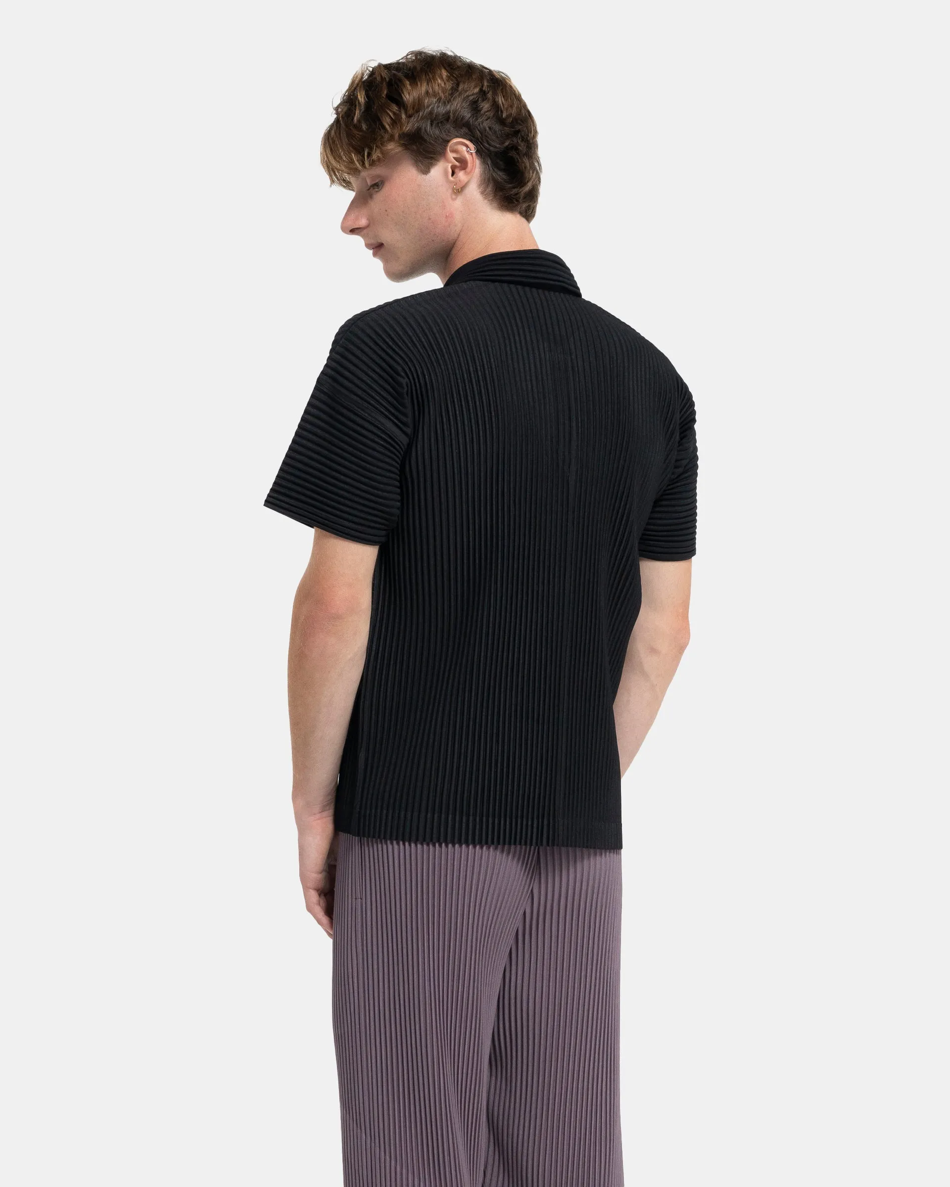 Basic Pleated Polo in Black