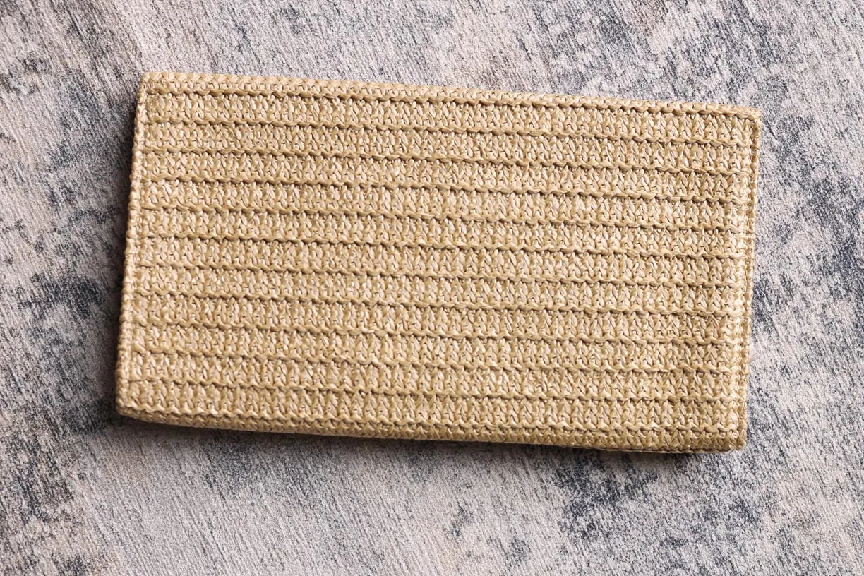 Beige Woven Metal Clasp Flap Handbag