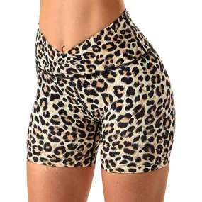 Bella Leopard Print V Cross Gym Shorts