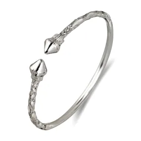 Better Jewelry Cone Ends .925 Sterling Silver West Indian Bangle, 1 piece