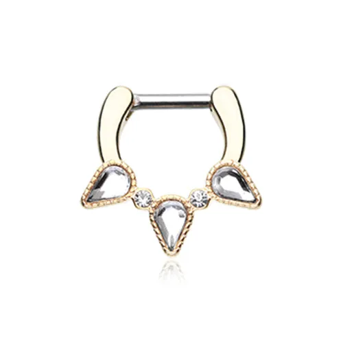 Bibiana Trident Septum Ring with Gold Plating