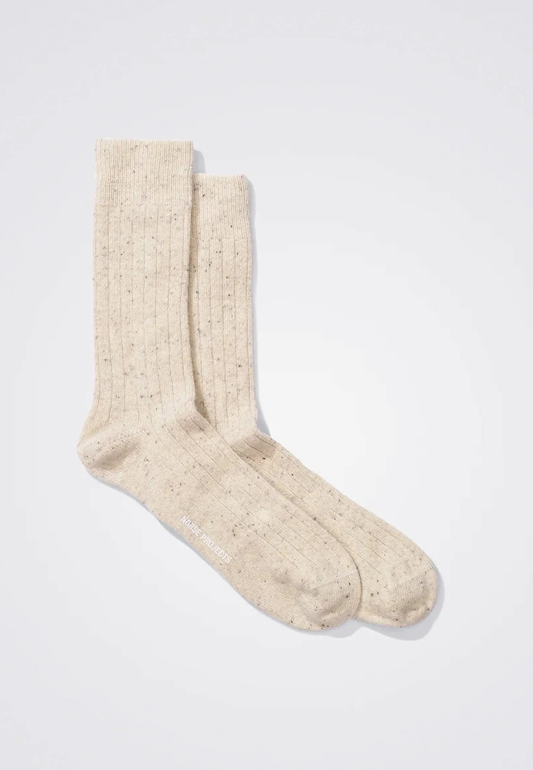 Bjarki Neps Wool Rib Socks - Ecru