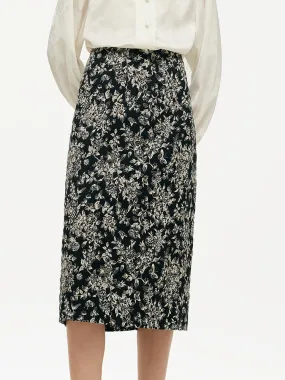 Black And White Butterflies Jacquard Stretch Women Skirt